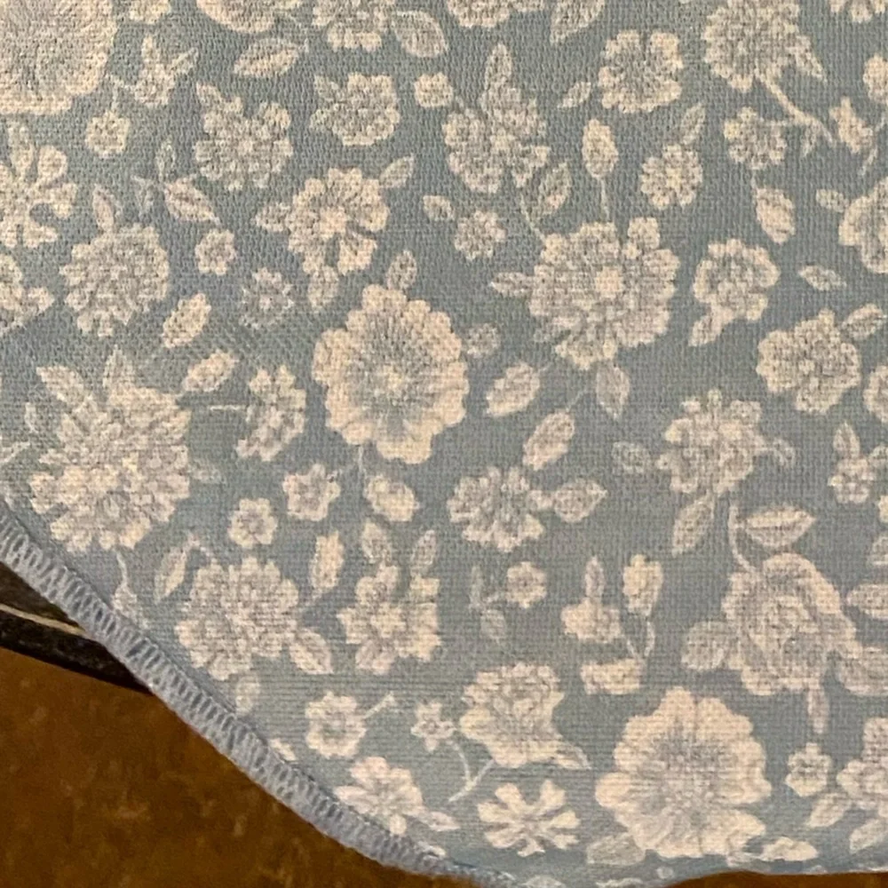 Vintage Floral Triangle Head Scarf Sky Blue & White